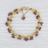 Light Gray Mallary Marks Yellow Purple Sapphire Bead Bracelet 22k 18k Yellow Gold 7"