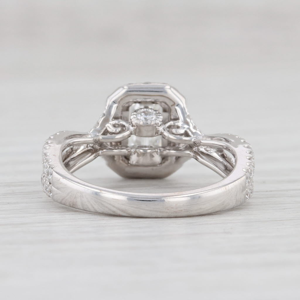 Light Gray New 1.77ctw Emerald Cut Diamond Halo Engagement Ring 14k White Gold GIA Cert