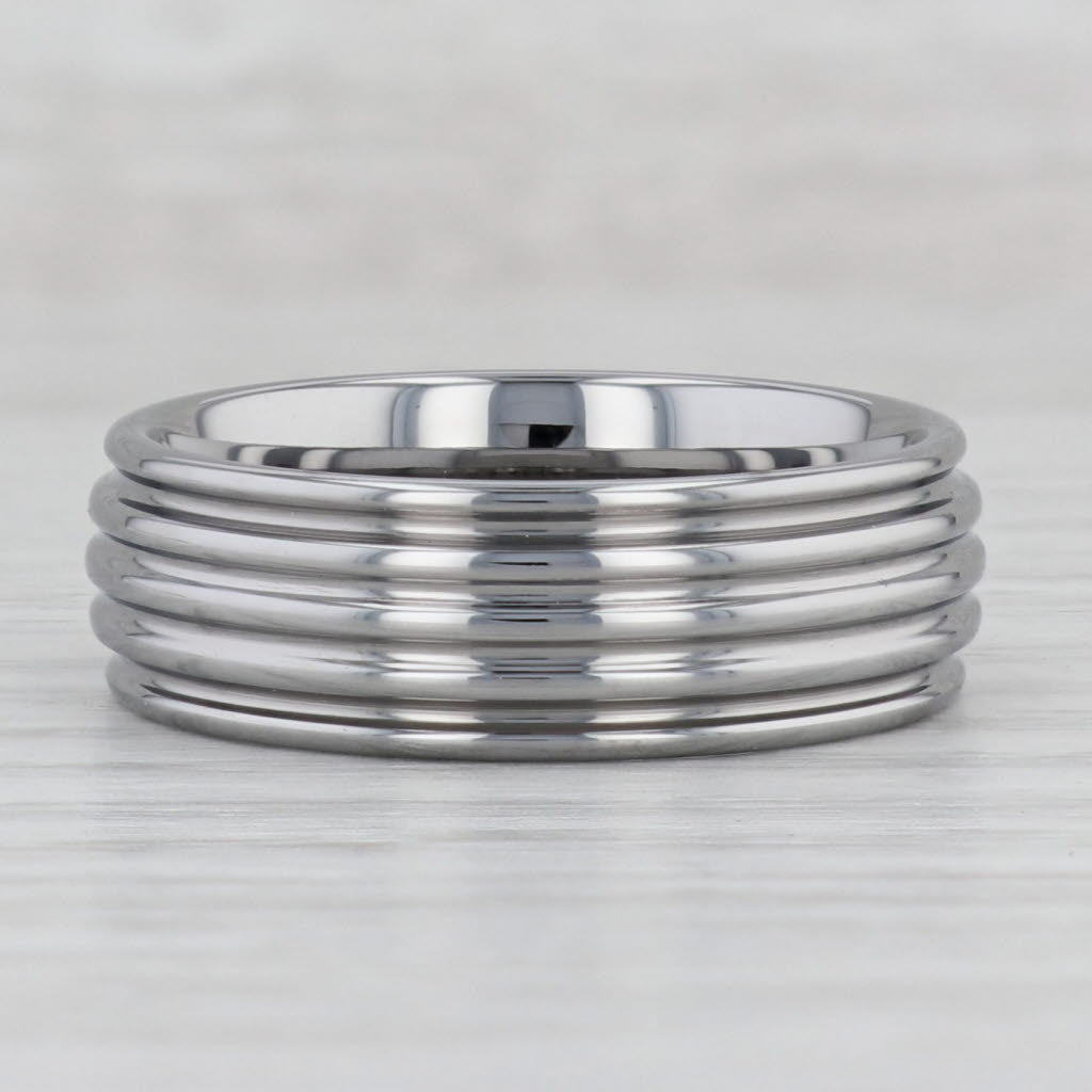Gray New Ridged Tungsten Carbide Ring Wedding Band 8mm Size 12