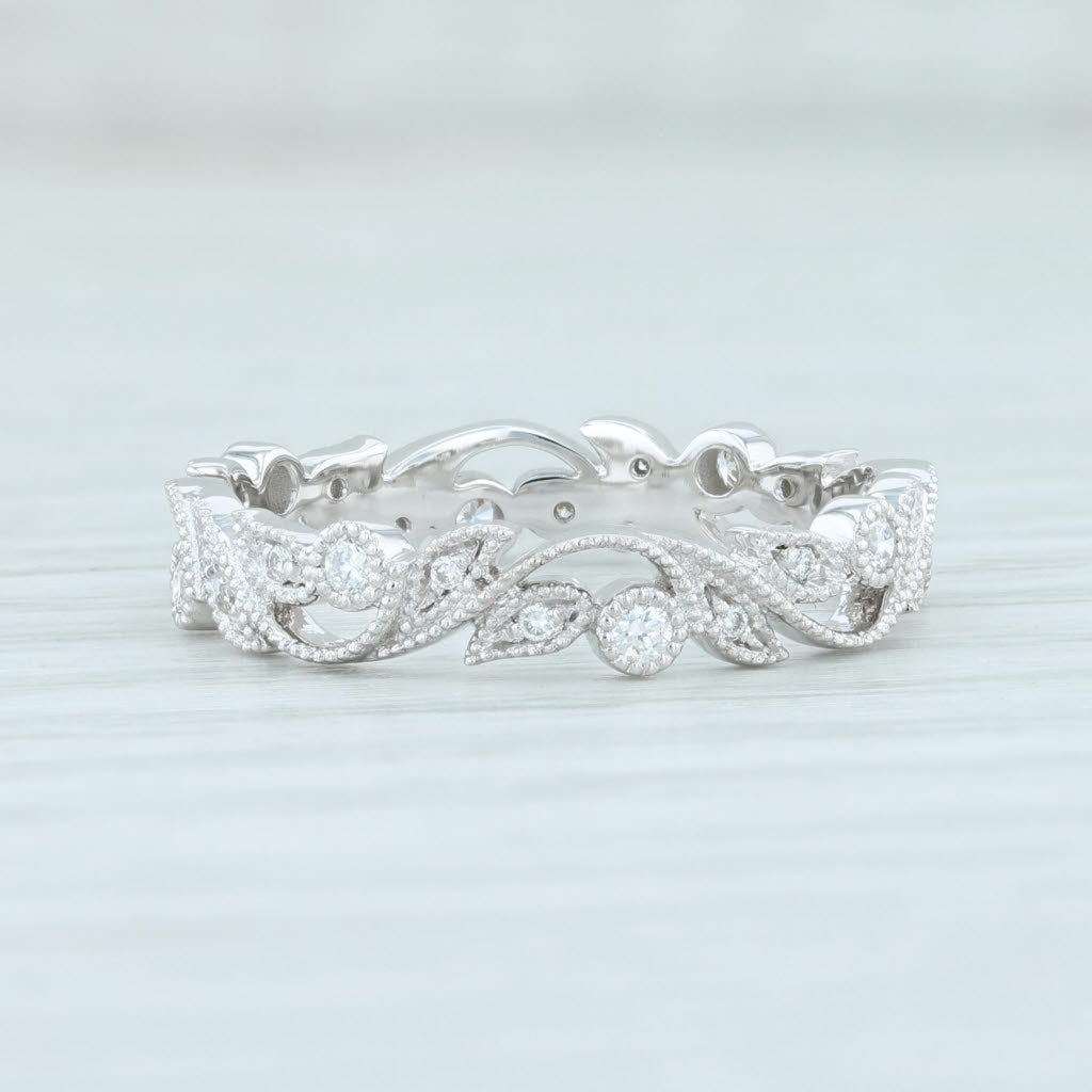 Light Gray New 0.19ctw Diamond Stackable Ring 14k White Gold Size 7 Wedding Eternity Band
