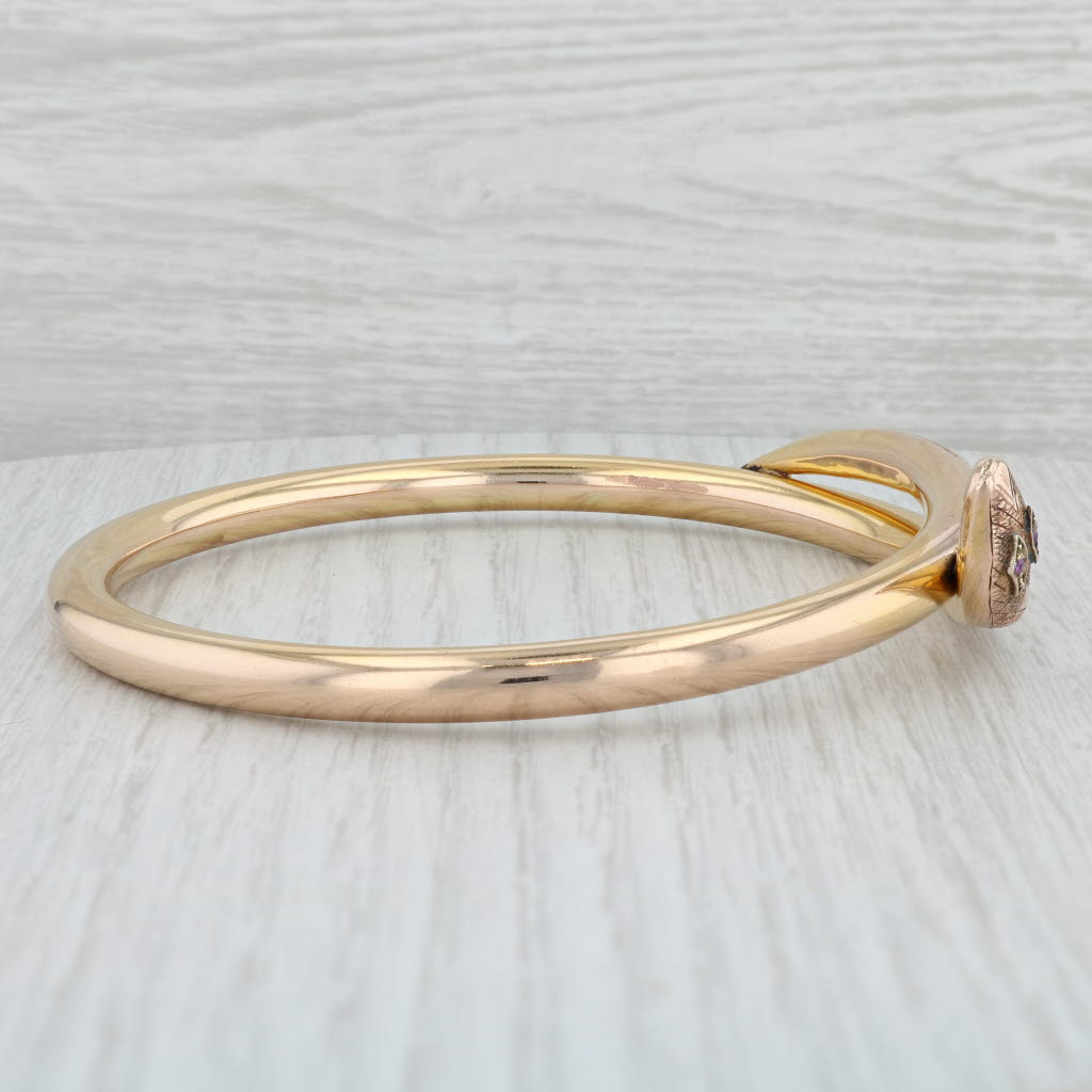 Light Gray Antique Coiled Snake Arm Band Bracelet 9k Yellow Gold 9.25" Serpent