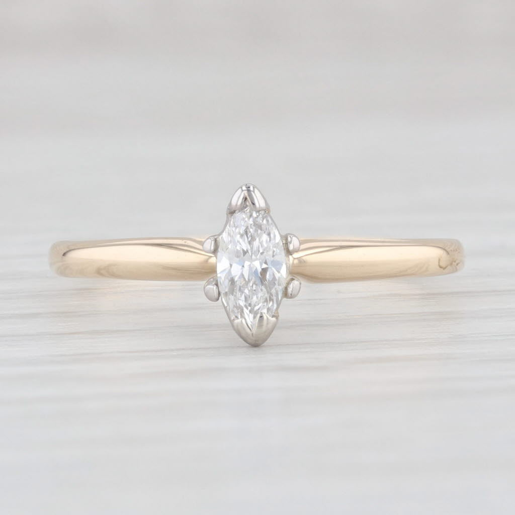 Light Gray 0.24ct Marquise Diamond Solitaire Engagement Ring 14k Yellow Gold Size 8