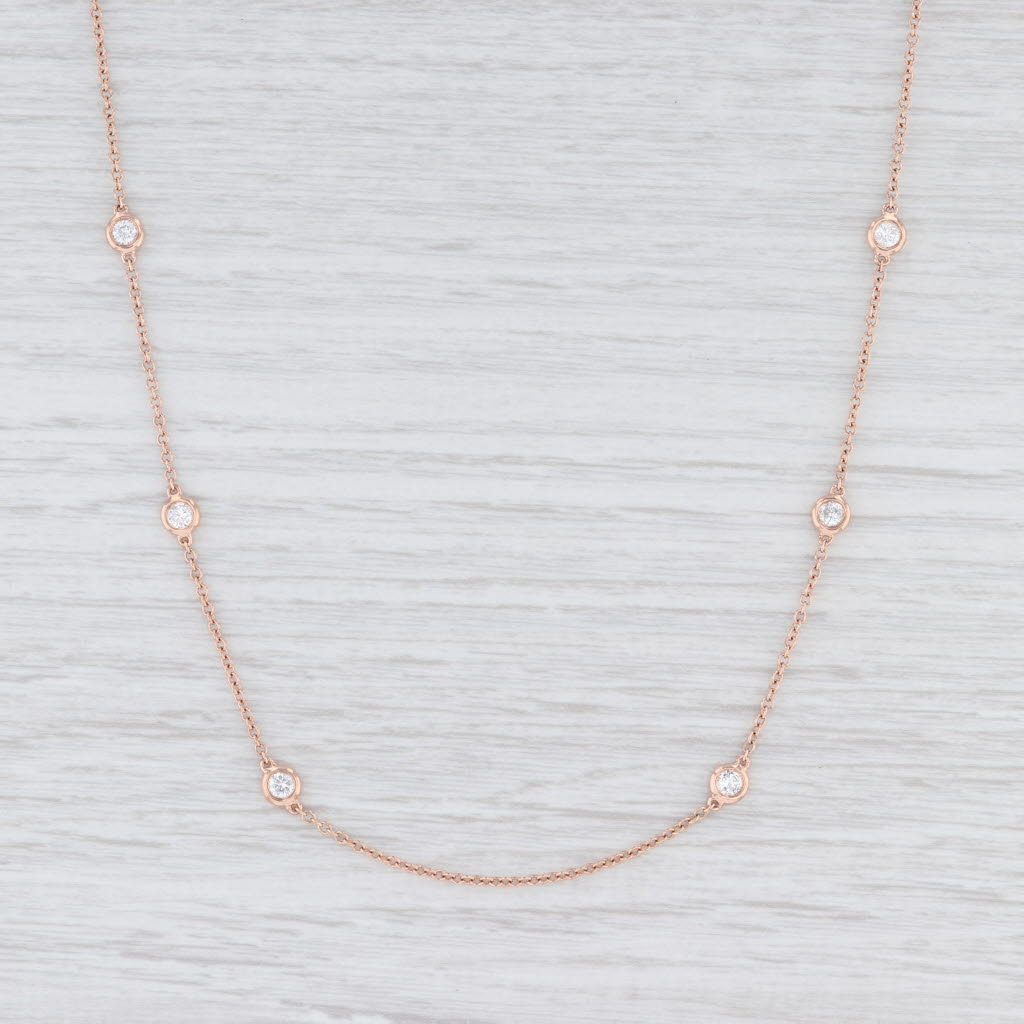 Light Gray New Michael Christoff 1.20ctw Diamond Station Necklace 14k Rose Gold 18"