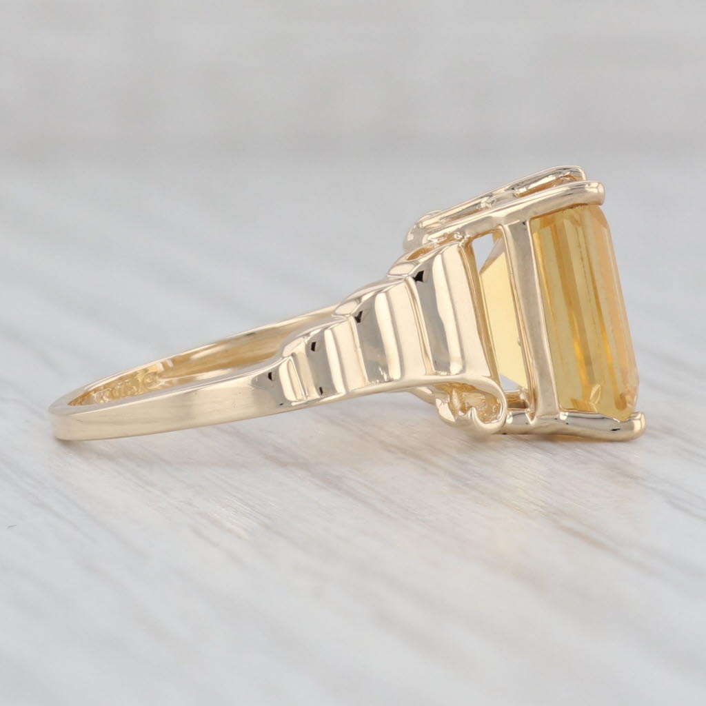 Gray 4.50ct Emerald Cut Citrine Solitaire Ring 14k Gold November Birthstone Size 7
