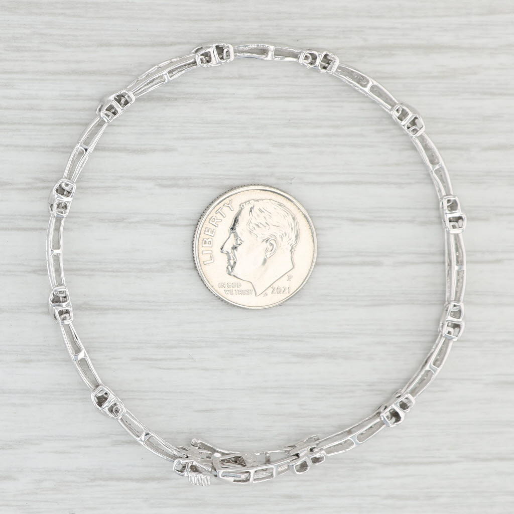 Light Gray 0.33ctw Diamond Bar Bracelet 10k White Gold 7" 4.1mm