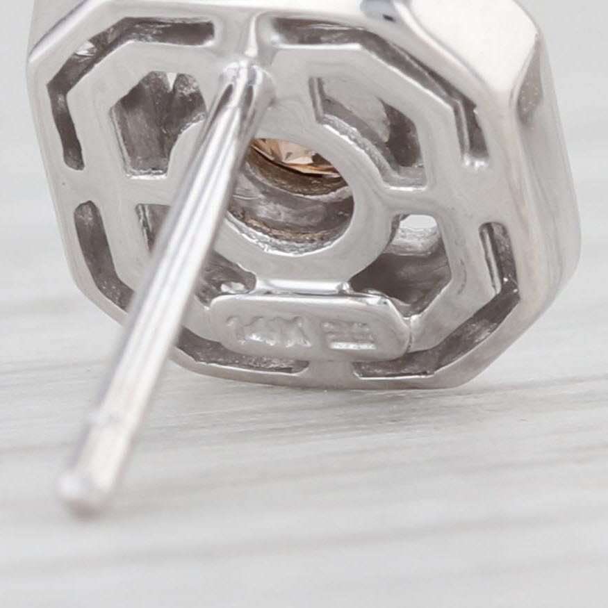 Light Gray Le Vian 0.76ctw Chocolate Diamond Halo Earrings 14k White Gold Pierced Studs