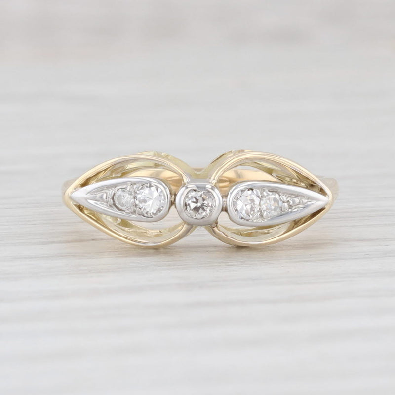 Light Gray Vintage 0.16ctw Diamond Ring 14k Yellow Gold Size 7.5