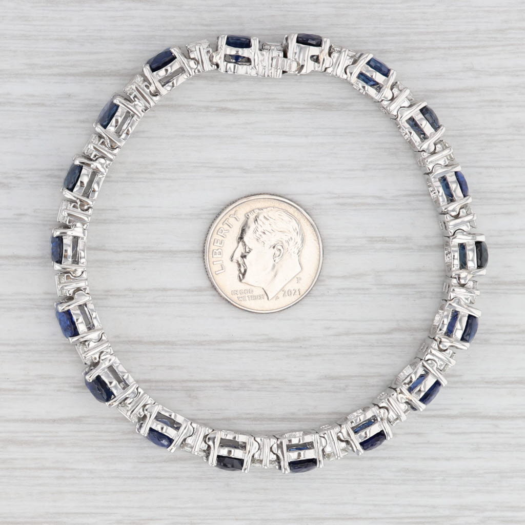 Light Gray 36.10ctw Sapphire Diamond Tennis Bracelet 950 Platinum 6.75" 8.8mm GIA