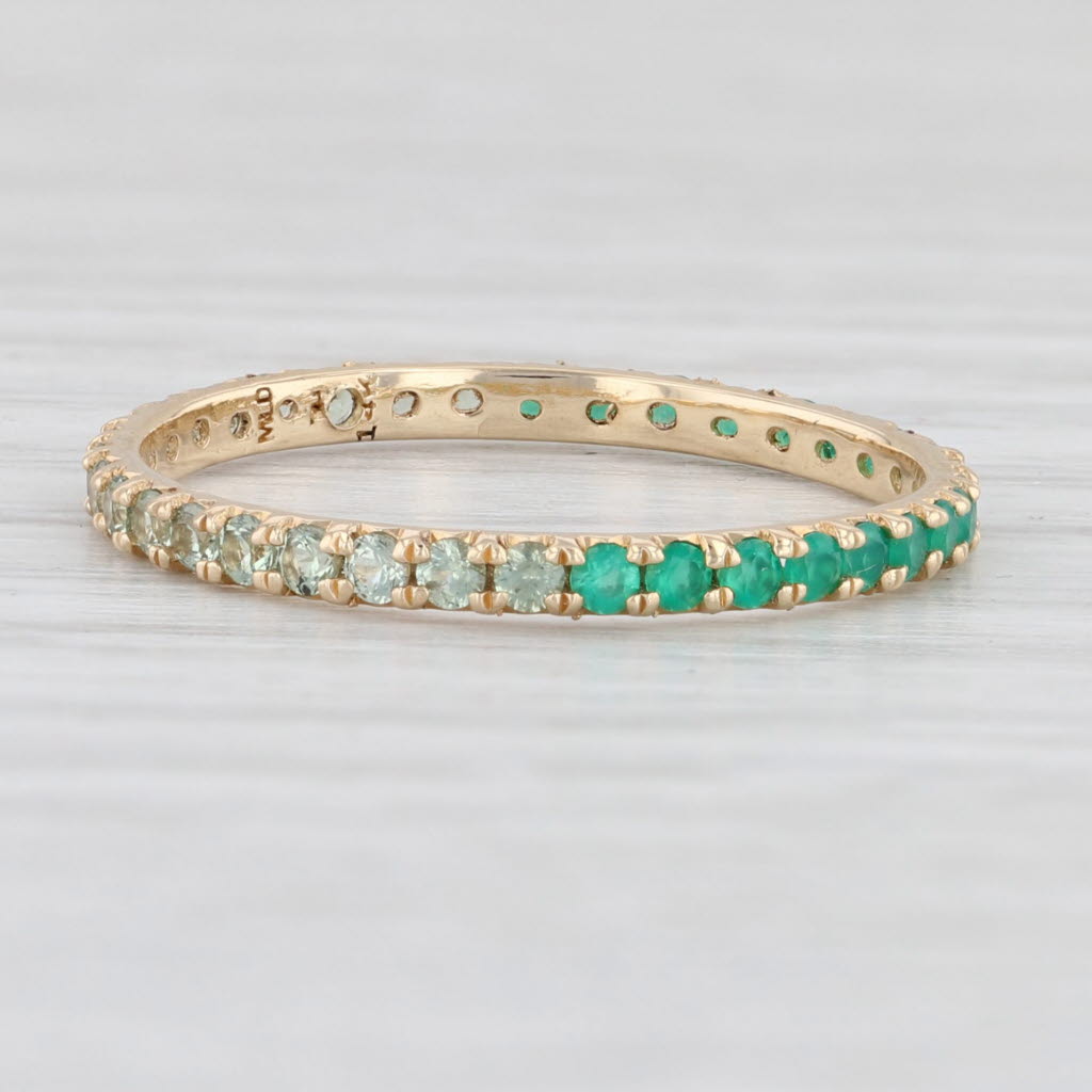 Light Gray New 0.68ctw Green Onyx Sapphire Eternity Band 14k Gold Stackable Ring Size 6.75