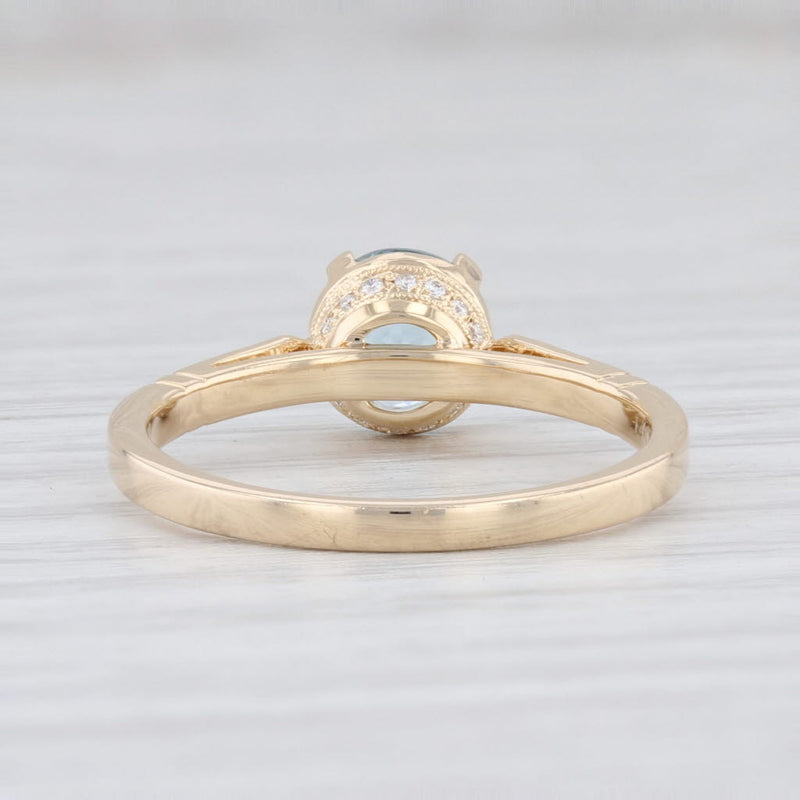 Light Gray New Beverley K Aquamarine Diamond Ring 14k Gold Size 6.5 Engagement Solitaire