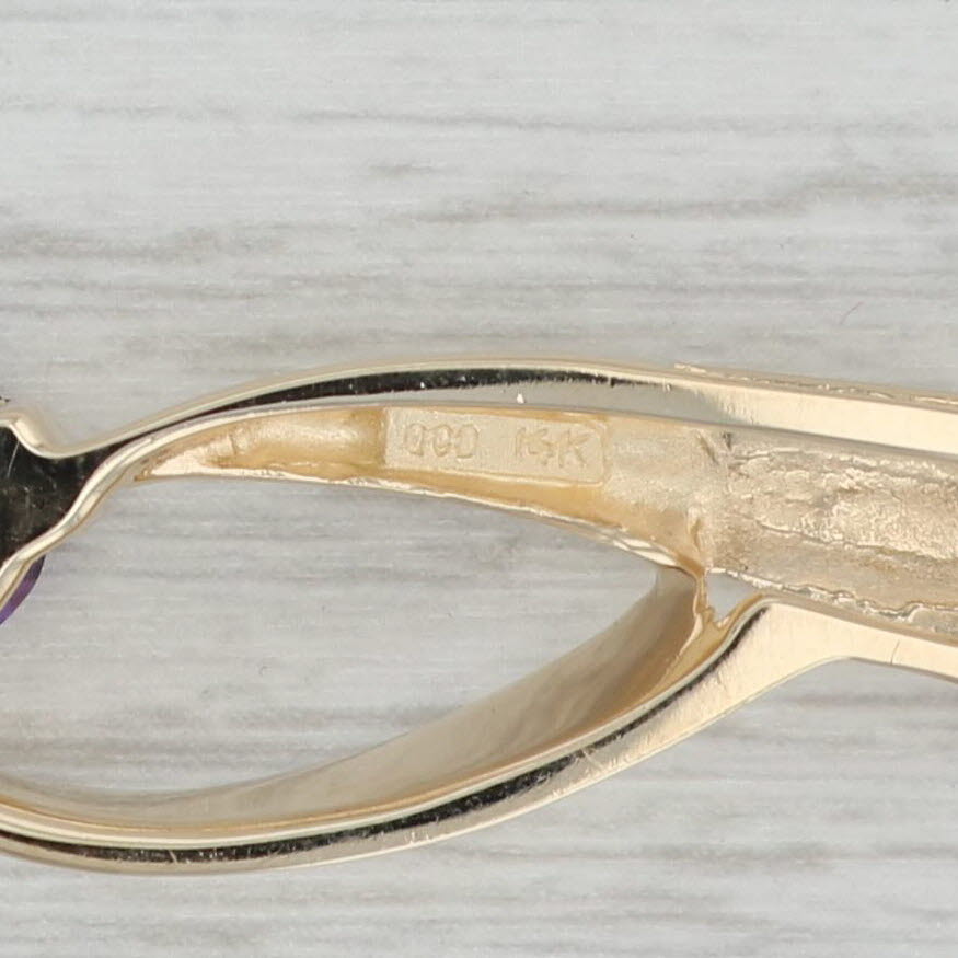 Gray Abstract 1.25ct Amethyst Solitaire Pendant 14k Yellow Gold