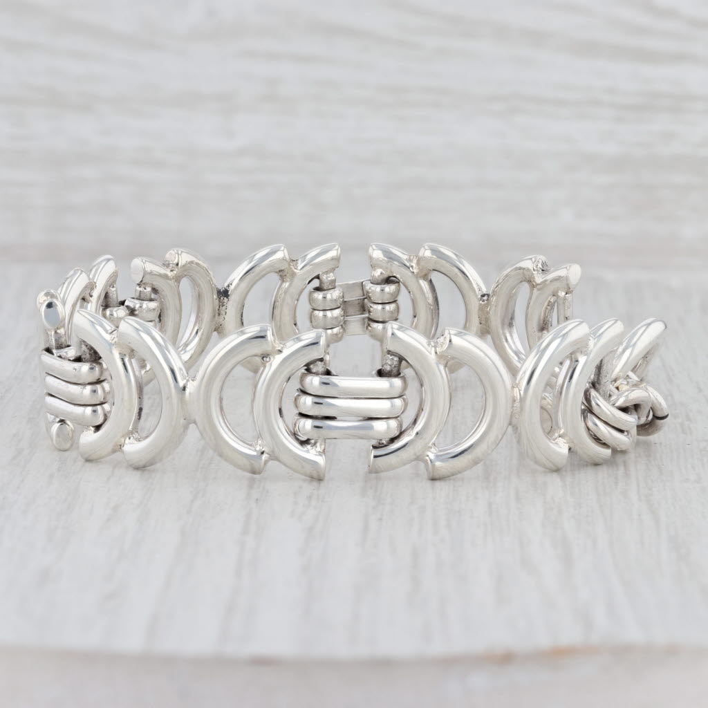 Light Gray New Silver Statement Bracelet Sterling 8” 16.2mm Toggle Clasp