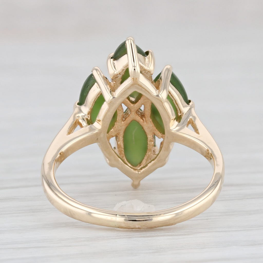 Light Gray Green Serpentine Cluster Ring 14k Yellow Gold Size 4.5