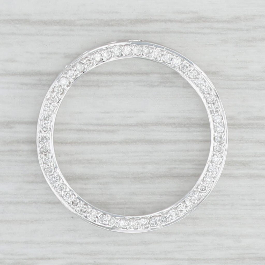 Light Gray 0.14ctw Diamond Circle Pendant 18k White Gold Floating Drop Heart Frame