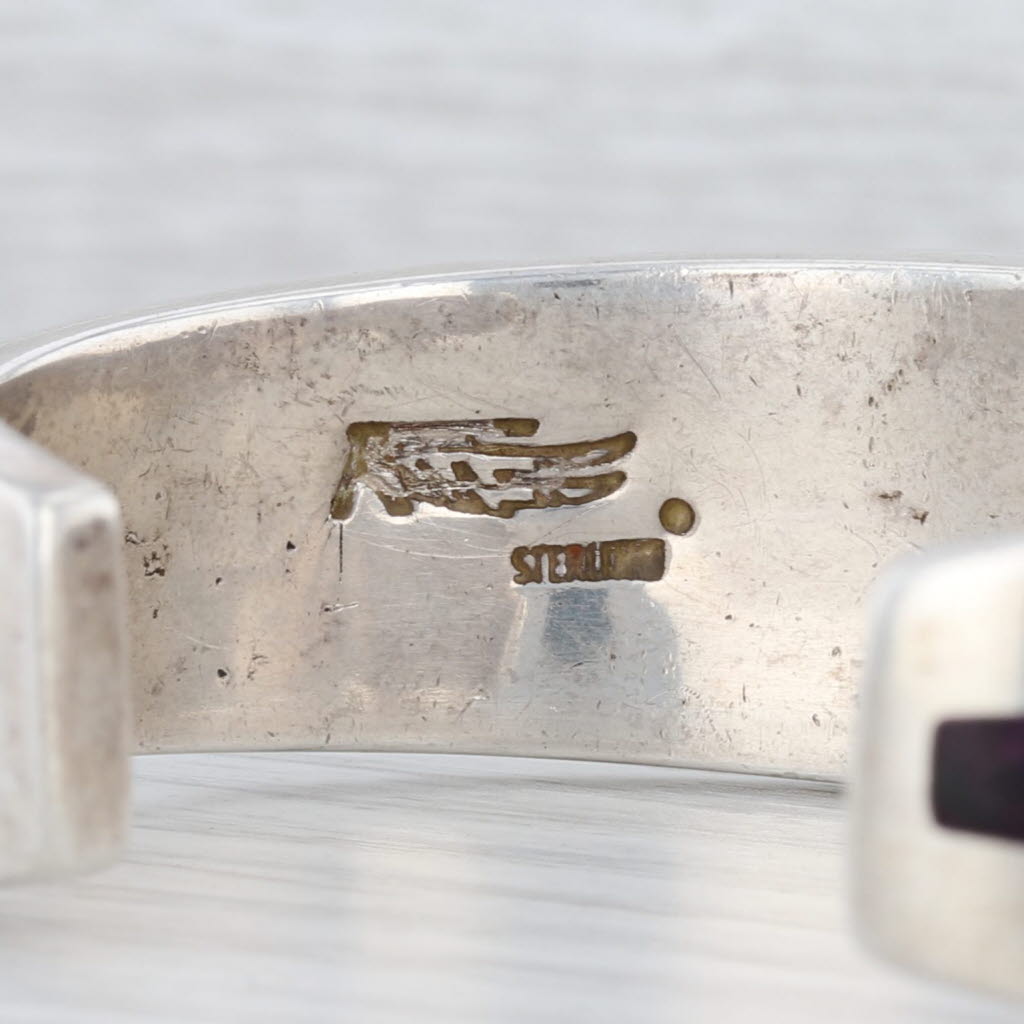 Light Gray Purple Sugilite Mosaic Cuff Bracelet Sterling Silver Navajo Native American