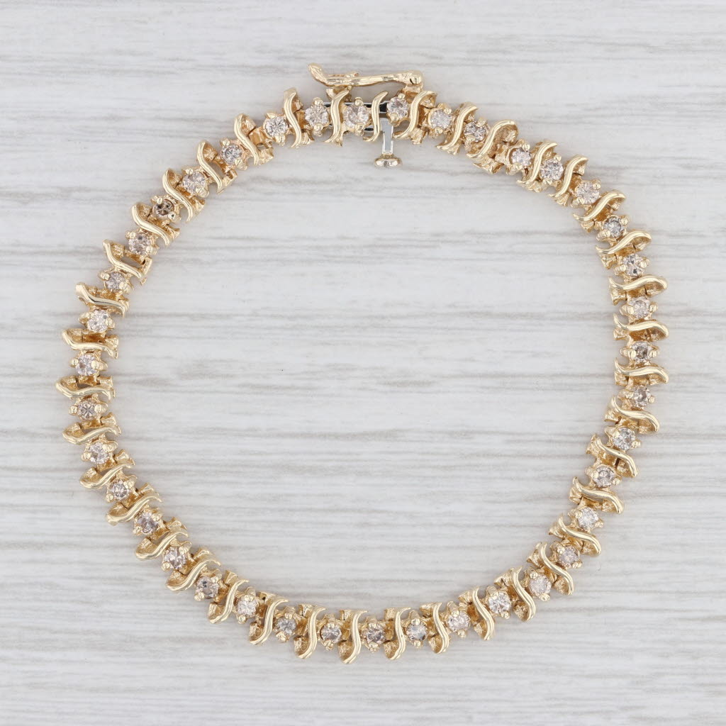 Light Gray 1.25ctw Champagne Diamond Tennis Bracelet 14k Yellow Gold 6.25" 5.4mm