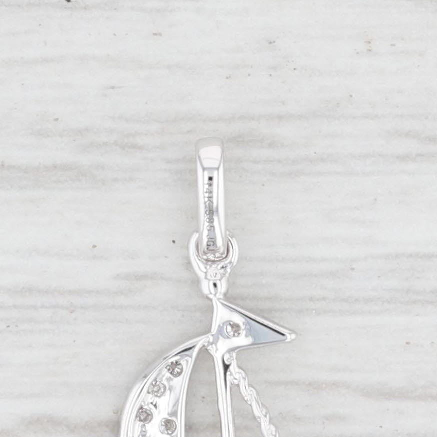 Light Gray New Diamond Sailboat Pendant 14k White Gold Nautical Charm