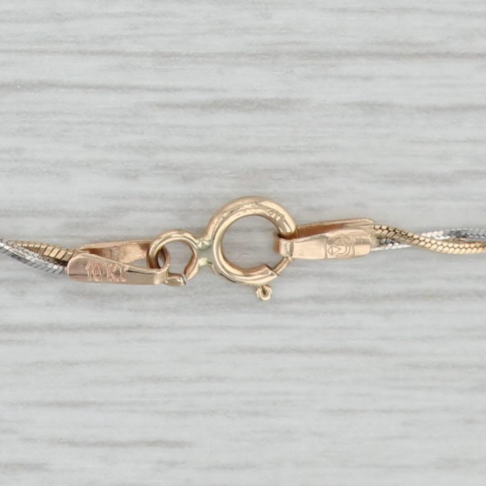 Light Gray 7.25" 2-Toned Woven Snake Chain Bracelet 10k Yellow White Gold 1.3mm