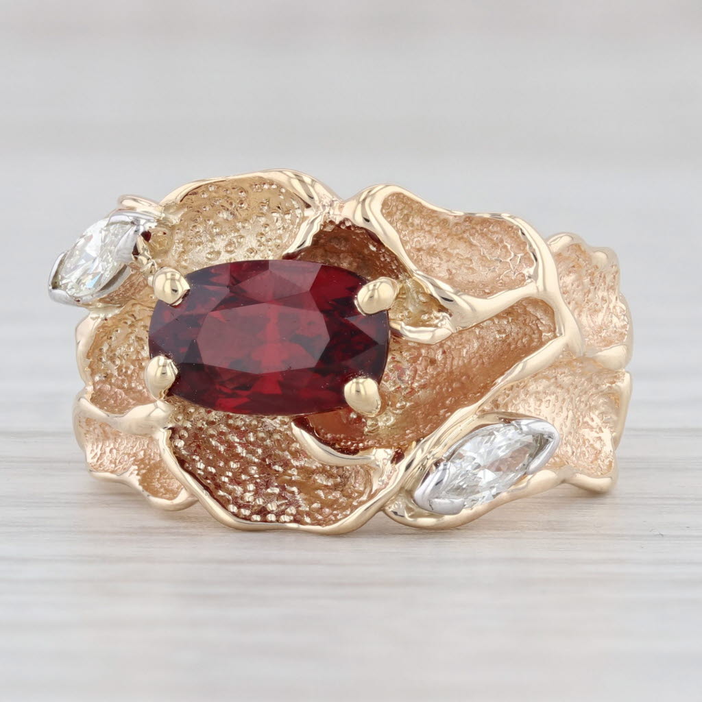 Light Gray 2.20ctw Oval Red Spinel Diamond Ring 14k Yellow Gold Size 4.5