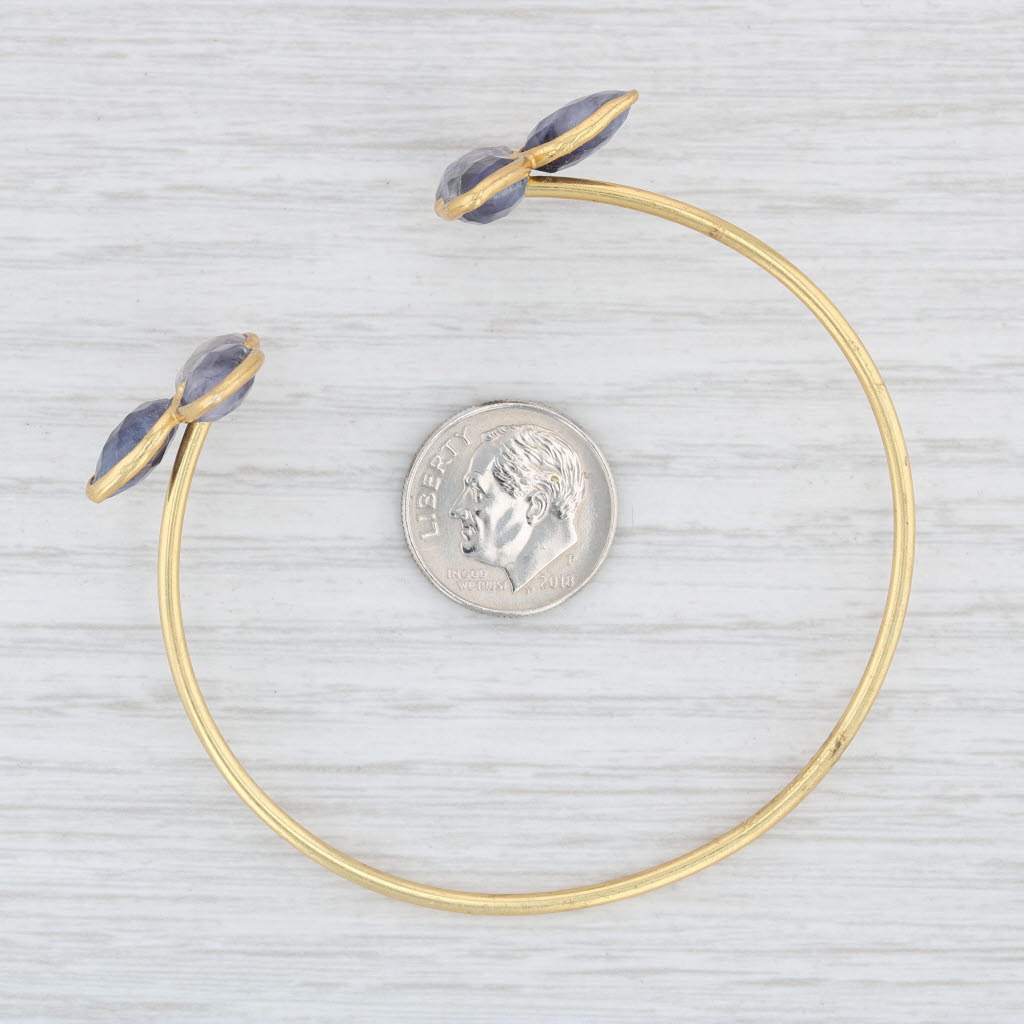 Light Gray New Crystal Flower Cuff Bracelet Sterling Silver 18k Gold Vermeil 7.25"