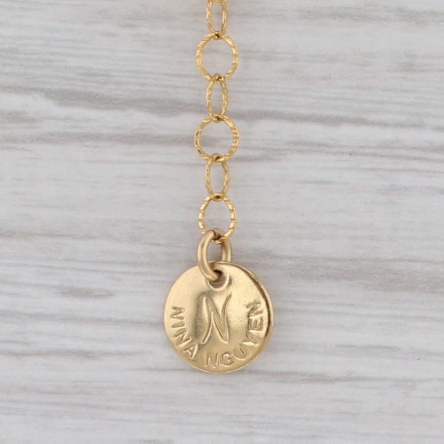 Gray New Nina Nguyen Amethyst Bead Necklace Sterling Gold Vermeil 39" Adjustable