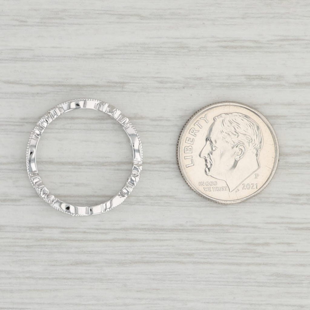 Light Gray New Ornate Diamond Scrollwork Ring 14k White Gold Sz 6.25 Stackable Wedding Band