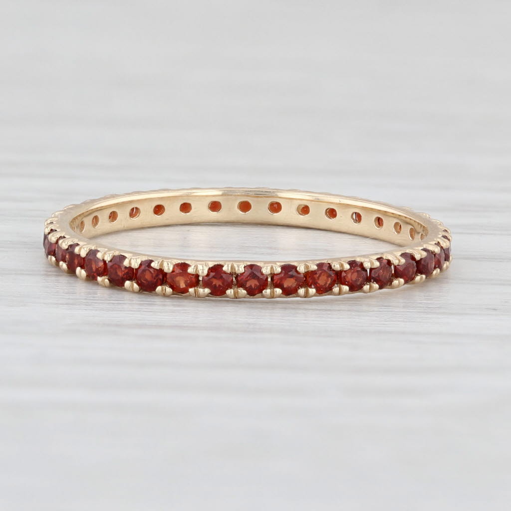 Light Gray New 0.98 Red Garnet Eternity Band 14k Yellow Gold Stackable Ring Size 6.75