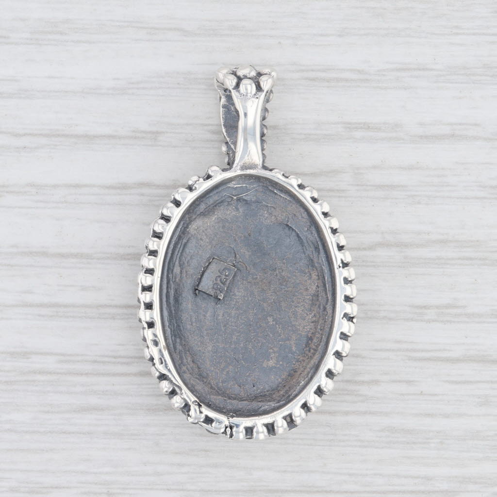 Light Gray Engravable Bali Style Statement Pendant Sterling Silver 925