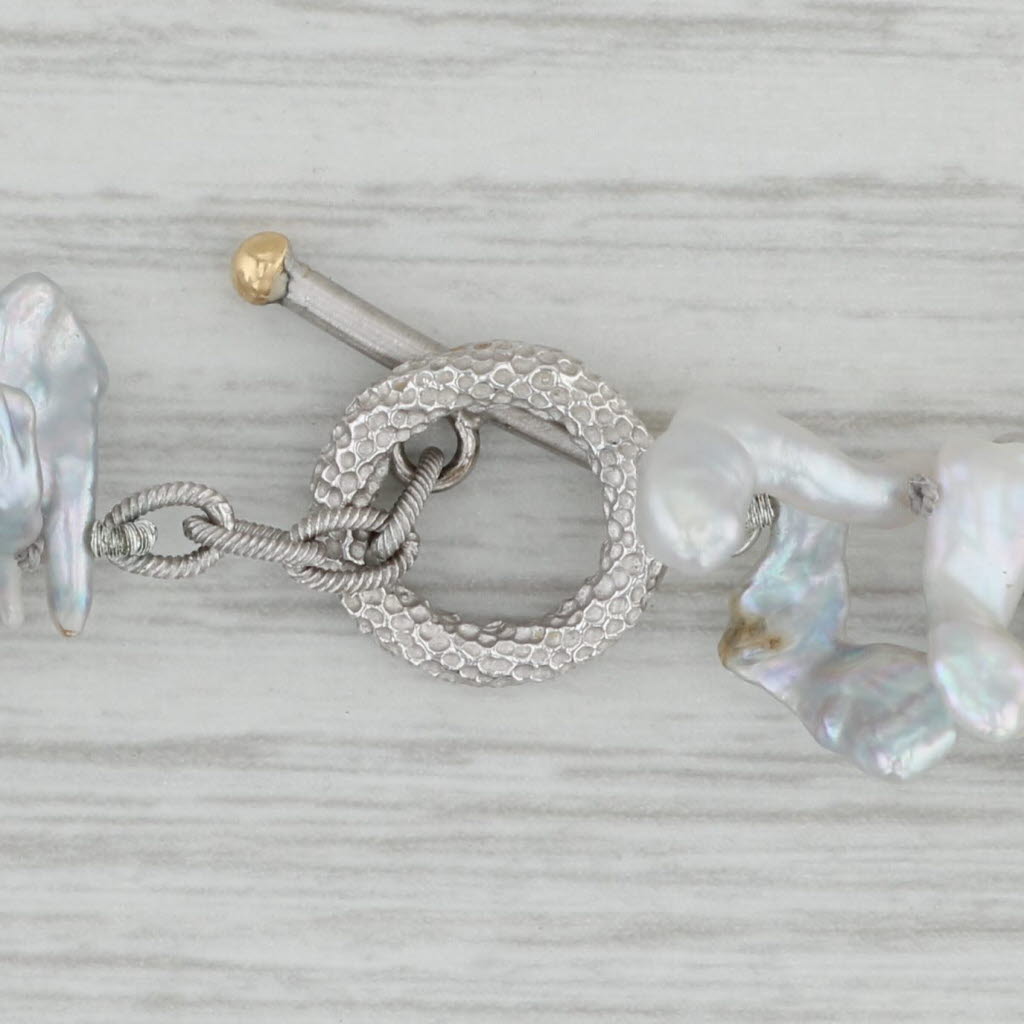 Gray Gray Cultured Pearl Cluster Necklace 14k Gold Toggle Clasp 16.25" Statement