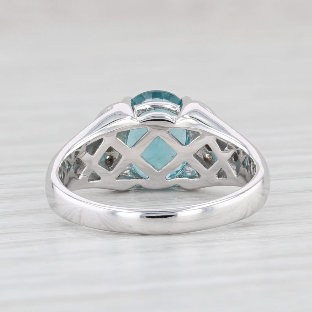 Light Gray 2.17ctw Oval Blue Apatite Diamond Ring 14k White Gold Size 7