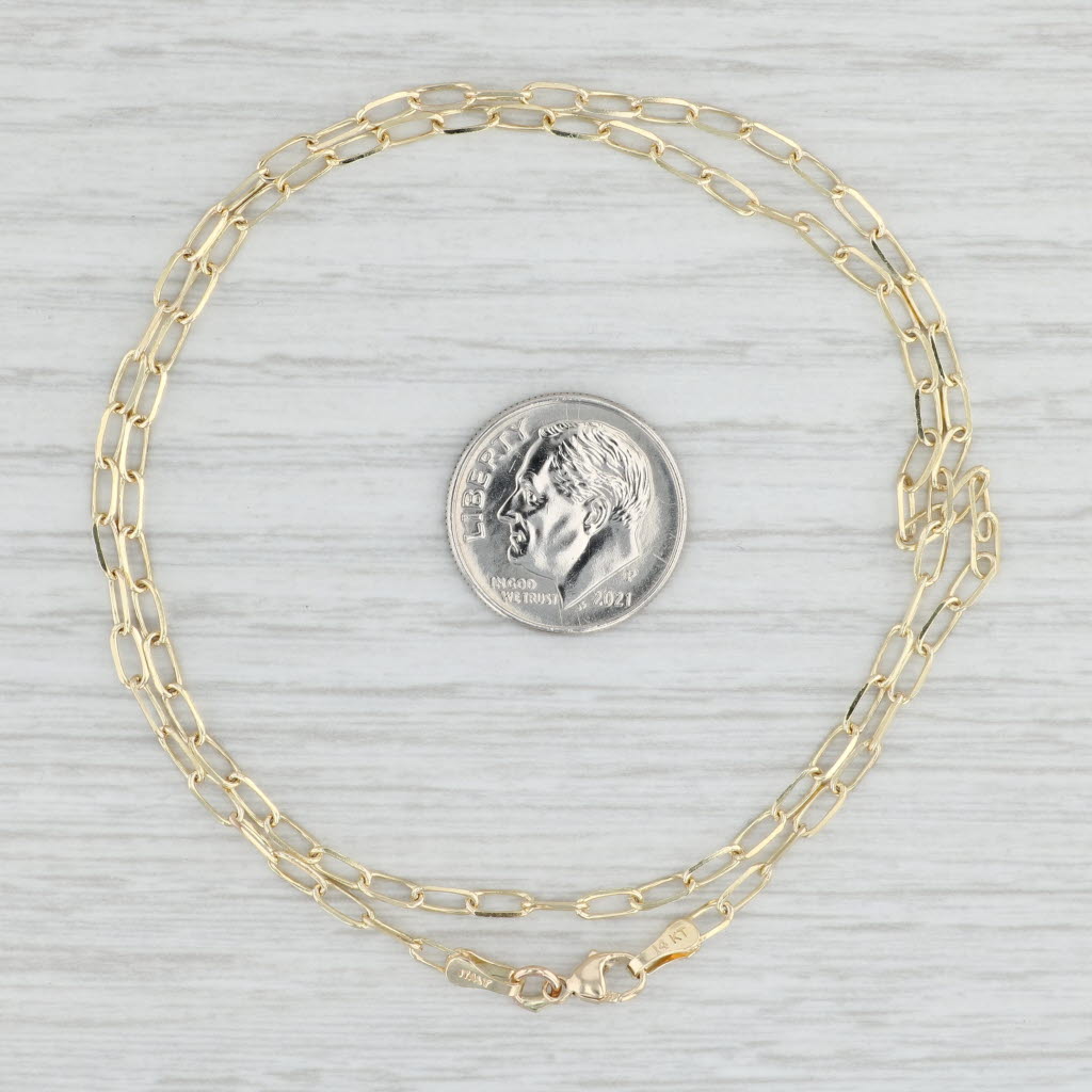 Light Gray 16" Elongated Cable Chain 14k Yellow Gold 2mm Lobster Clasp