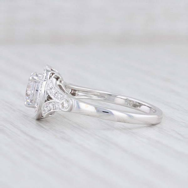 Light Gray New Beverley K Semi Mount Diamond Halo Engagement Ring 18k Gold Size 6.75 Round
