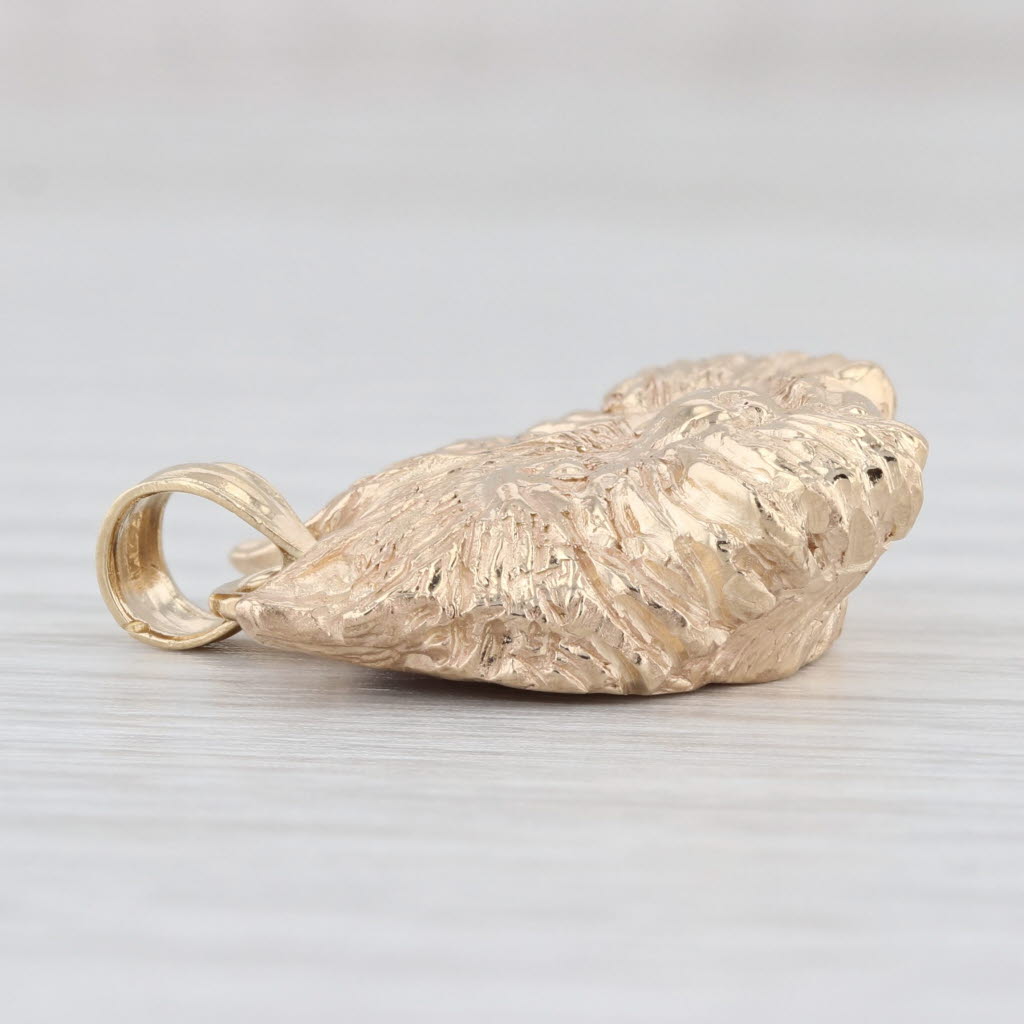 Light Gray Puppy Dog Face Charm 14k Yellow Gold Keepsake Gift Pendant