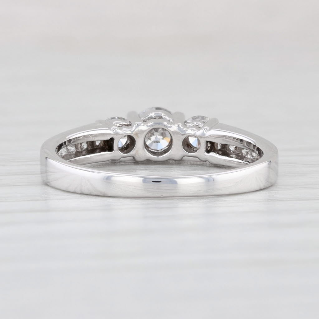 Light Gray 0.87ctw Diamond 3-Stone Engagement Ring 10k White Gold Size 7.5 Cathedral Band