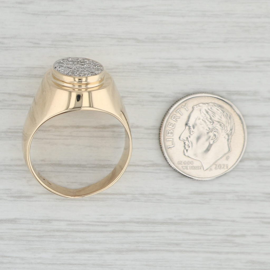 Light Gray 0.35ctw Pave Diamond Cluster Ring 14k Yellow Gold Size 10 Men's