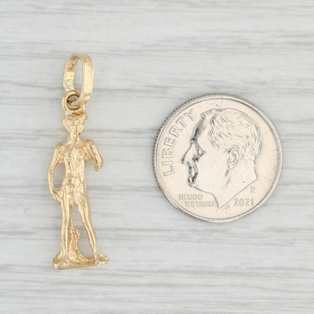 Light Gray Michael Angelo's David Statue Pendant 18k Gold Florence Italy Souvenir Charm