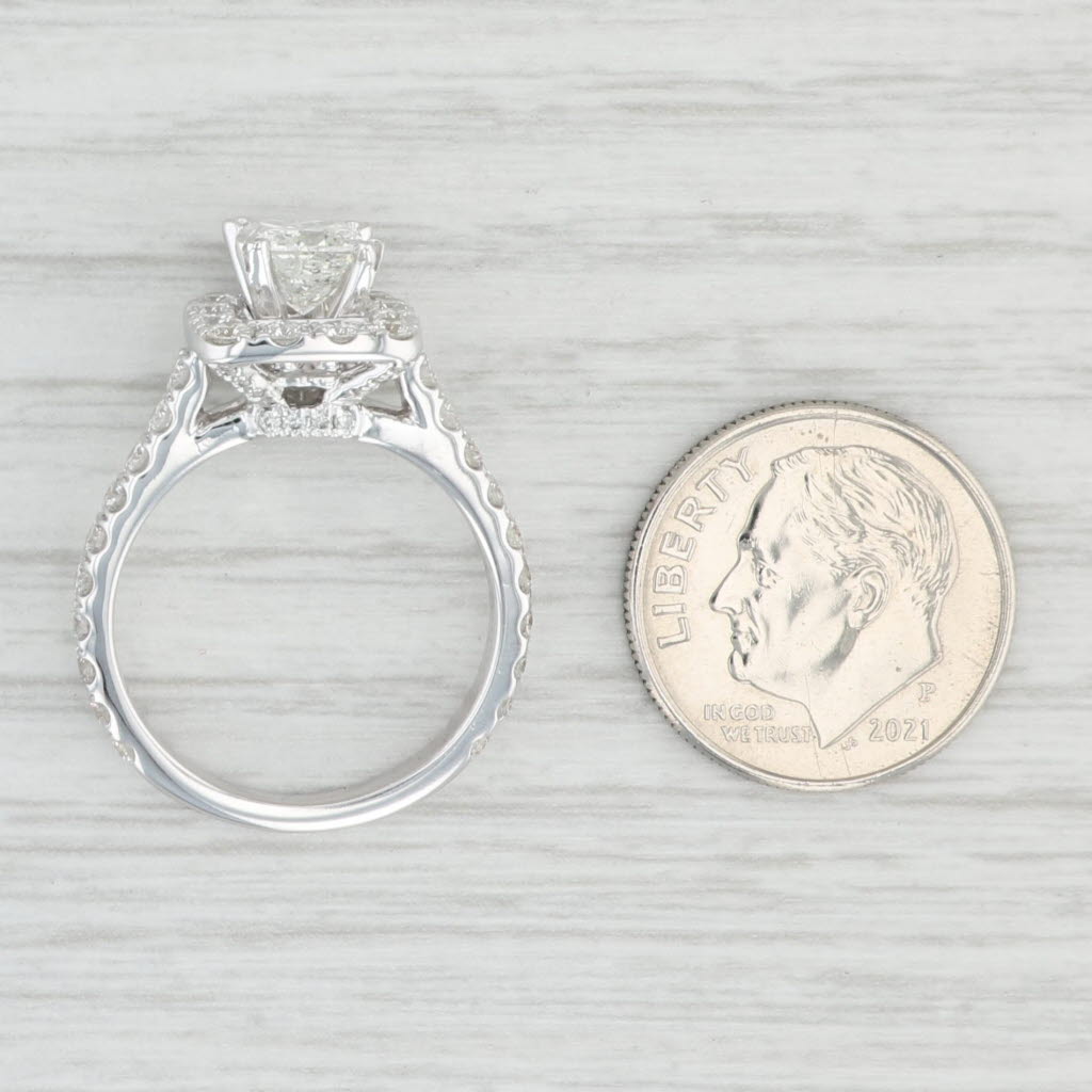 Light Gray Neil Lane Princess Diamond Halo Engagement Ring 14k White Gold Size 6.75
