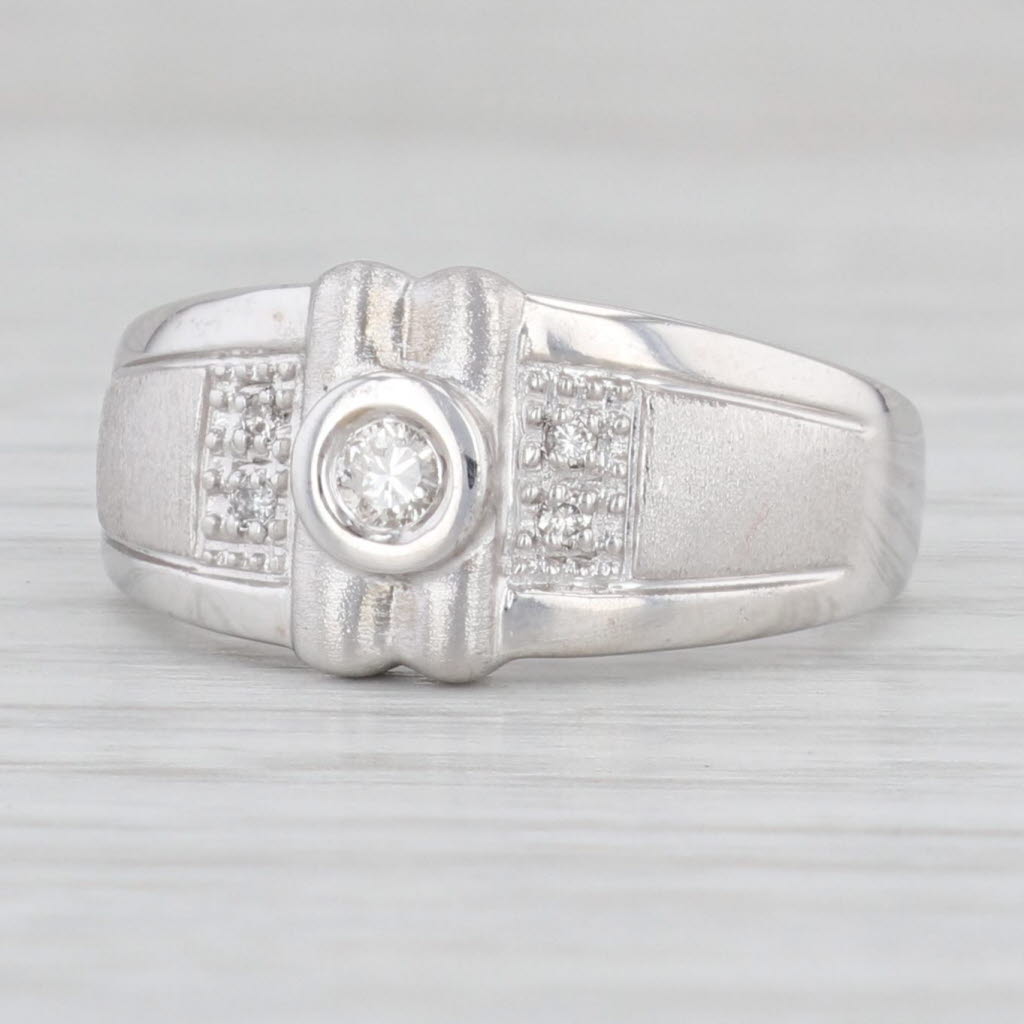 Light Gray 0.10ctw Round Diamond Ring 14k White Gold Size 6.75 Engagement