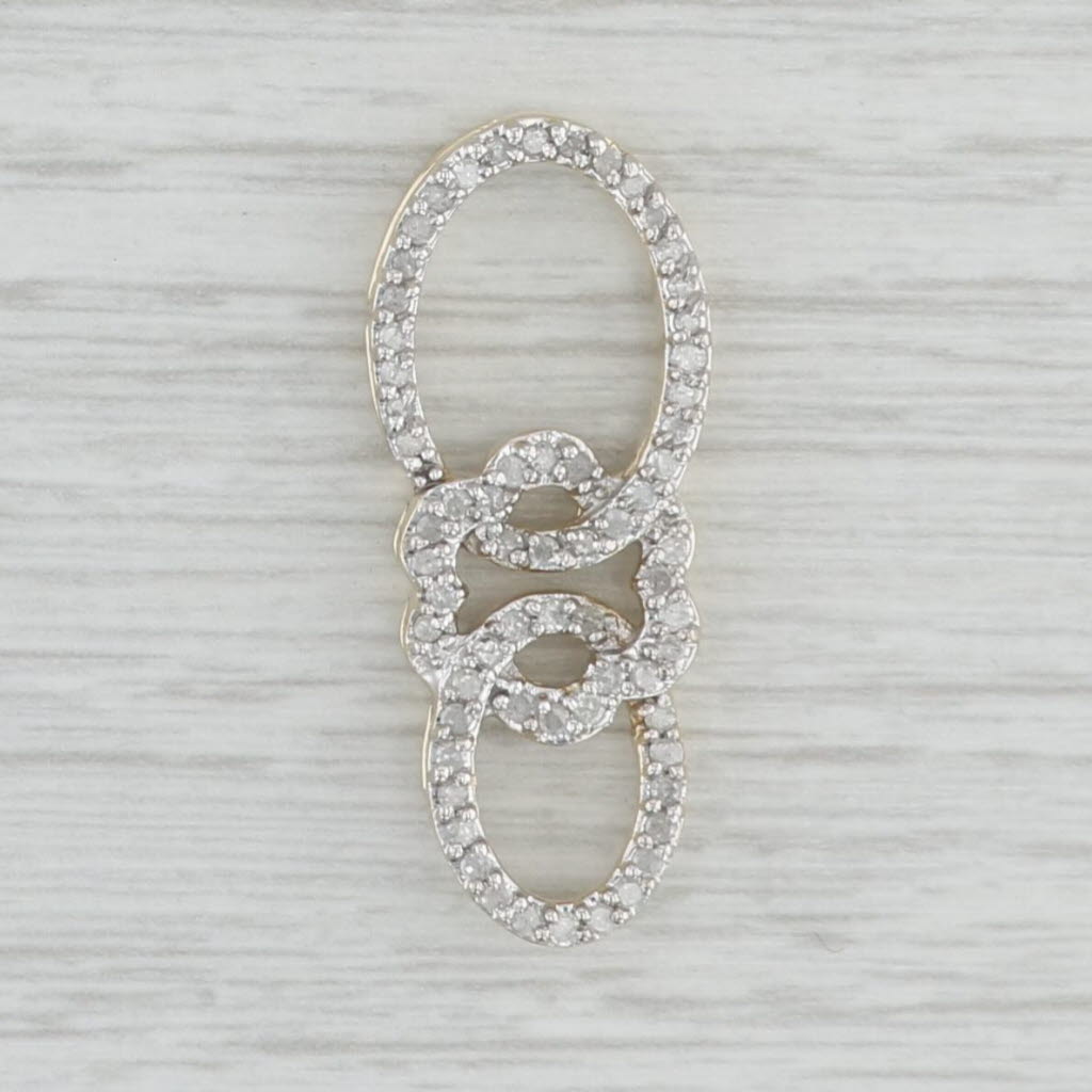 Light Gray 0.30ctw Diamond Interlocking Circles Pendant 10k Yellow Gold Floating Drop