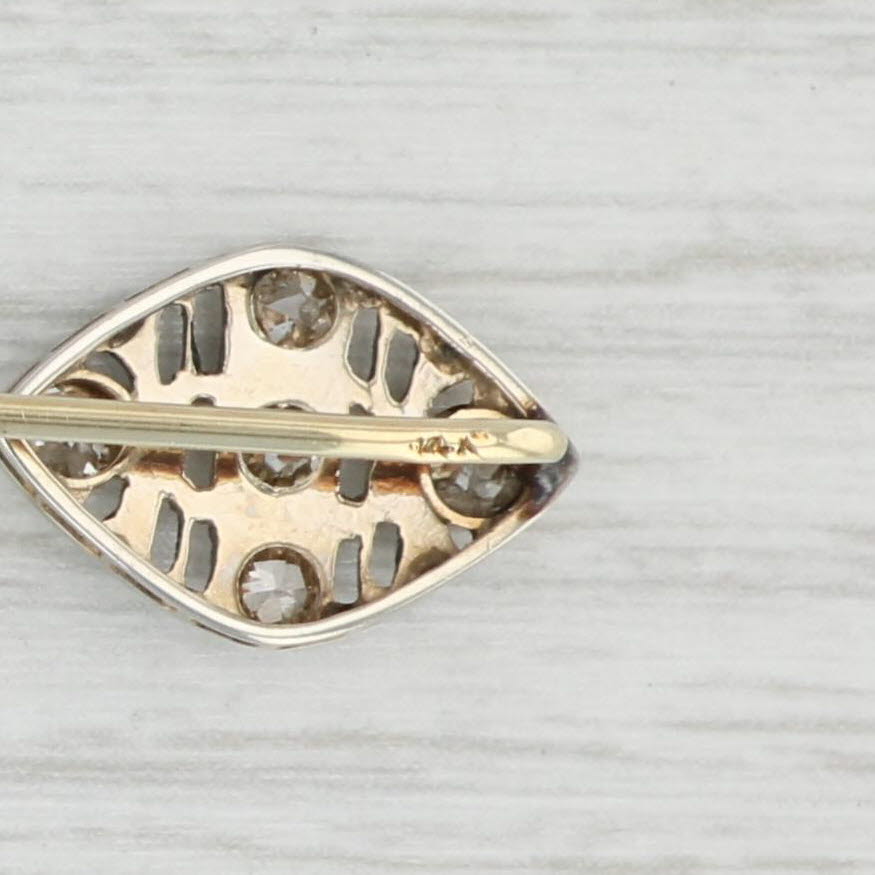 Light Gray Antique 0.34ctw Diamond Stickpin 14k White Yellow Gold Pin