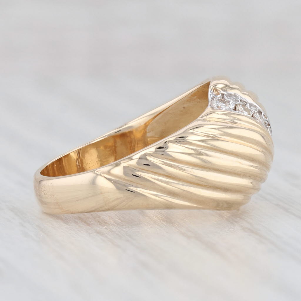 Light Gray 0.16ctw Diamond Domed Scalloped Bypass Ring 14k Yellow Gold Size 6