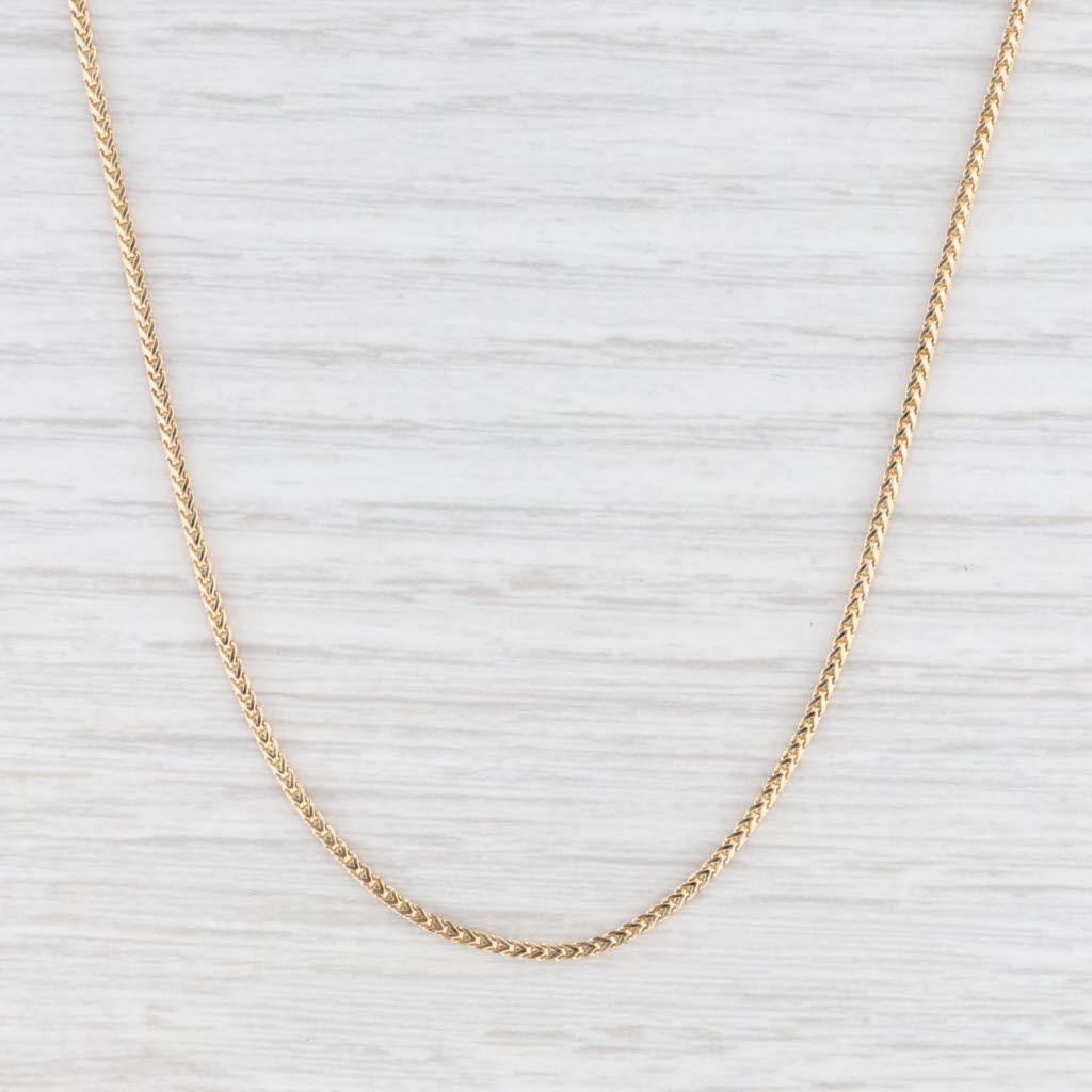 Light Gray 28.5" Long Wheat Chain Necklace 14k Yellow Gold 1.4mm