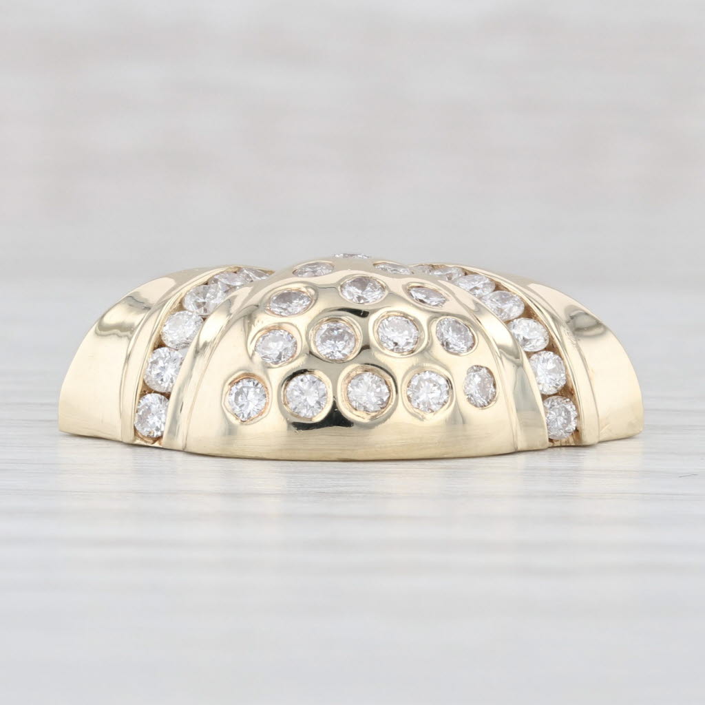 Light Gray 0.85ctw Diamond Fan Slide Pendant 14k Yellow Gold