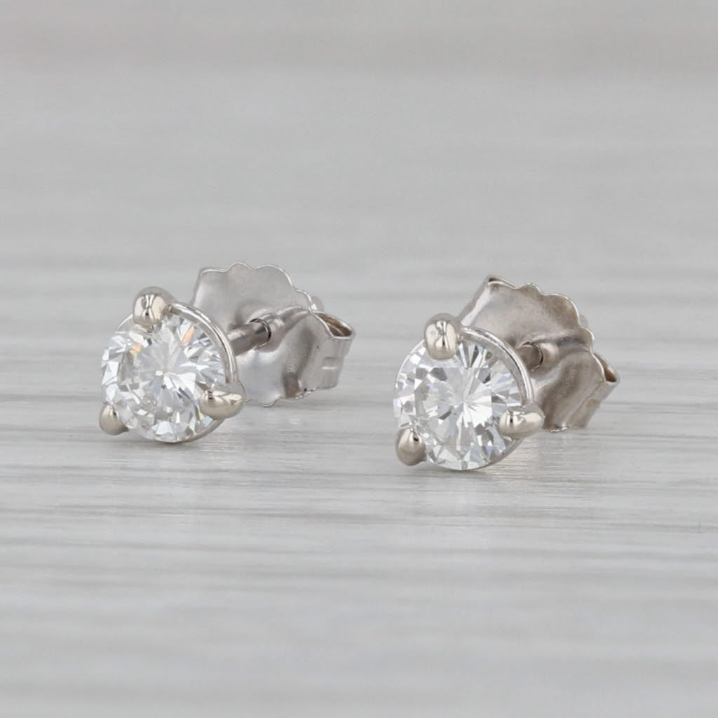 Gray New 0.39ctw Diamond Stud Earrings 14k White Gold VS2 Round Solitaires