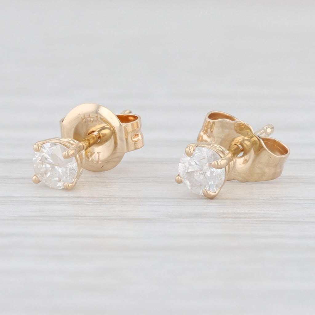 Light Gray 0.25ctw Round Diamond Stud Earrings 14k Yellow Gold Solitaire Studs