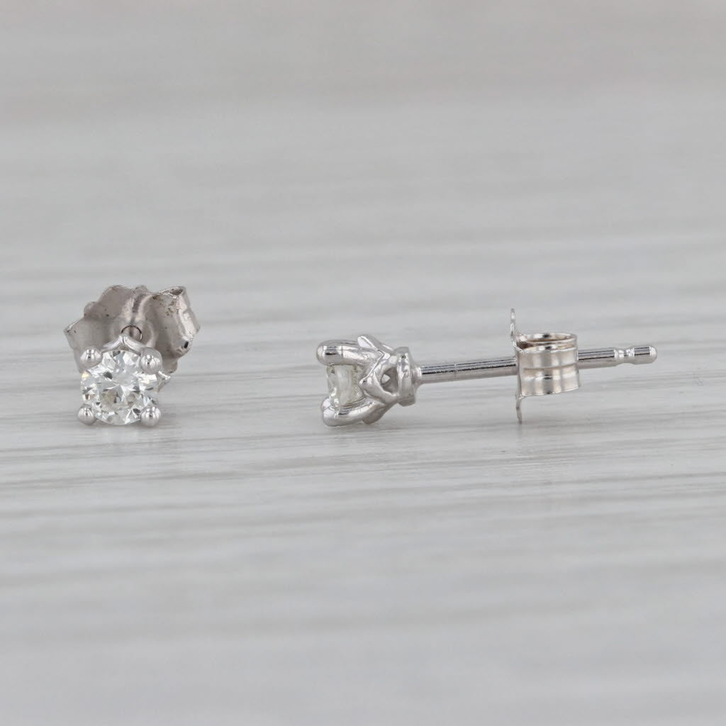 Gray New 0.20ctw VS2 Diamond Stud Earrings 14k White Gold Round Solitaire Studs