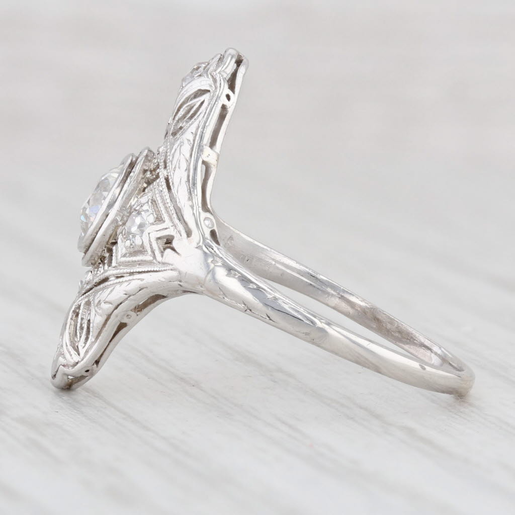 Light Gray 0.65ctw Diamond Filigree Art Deco Ring Platinum Size 7.75