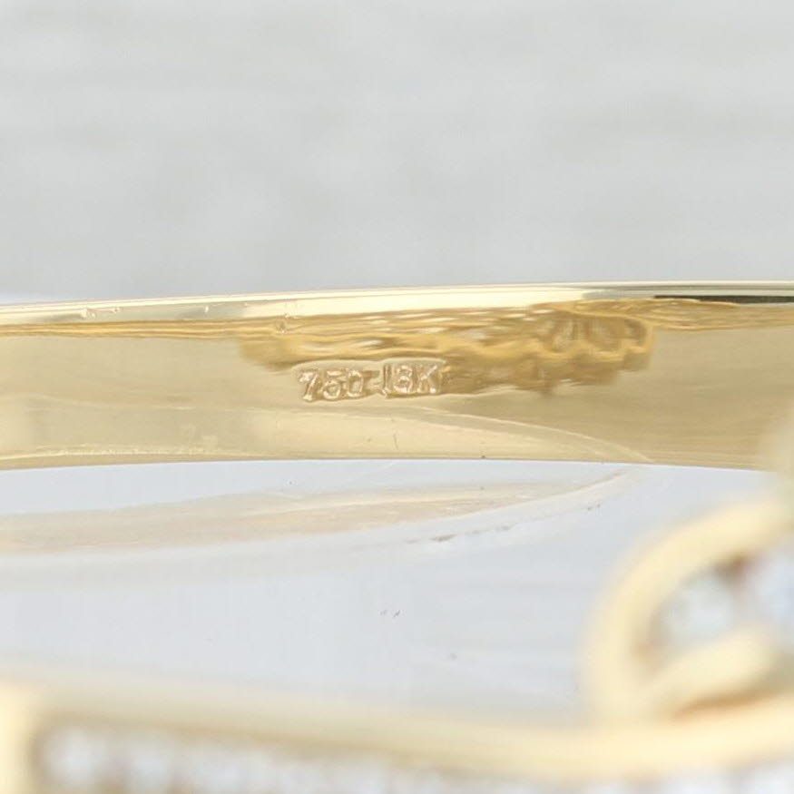Light Gray 2.90ctw Diamond Bow Bangle Bracelet 18k Yellow Gold 7"