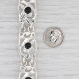 Light Gray New Black Resin Ornate Link Bracelet Sterling Silver Toggle Clasp 7.5 15.4mm