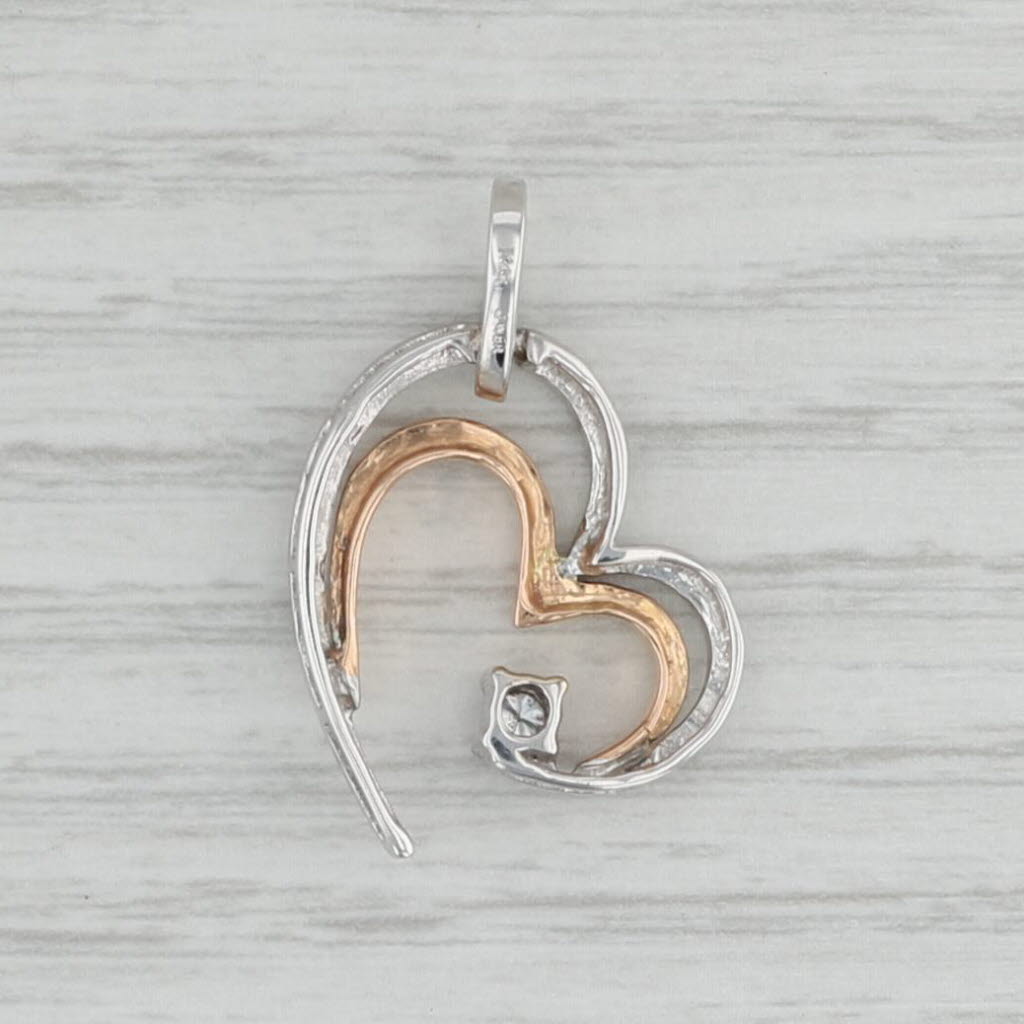 Gray Diamond Solitaire Layered Heart Pendant 14k Rose White Gold Drop